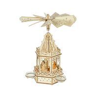 Rotary Candle Tealight Holder with Angels Wood