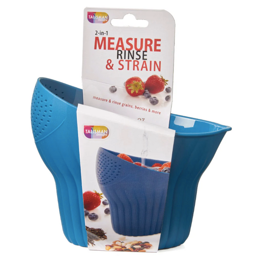 TALISMAN DESIGNS Measure Rinse and Strain Tool Blue TALISMAN DESIGNS Measure Rinse and Strain Tool Blue