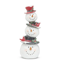 Stacked Snowman with Cardinals