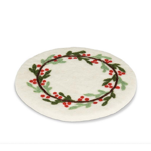 Abbott Trivet Felt Mistletoe & Berries Abbott Trivet Felt Mistletoe & Berries