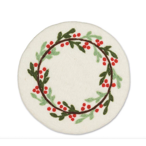 Abbott Trivet Felt Mistletoe & Berries Abbott Trivet Felt Mistletoe & Berries