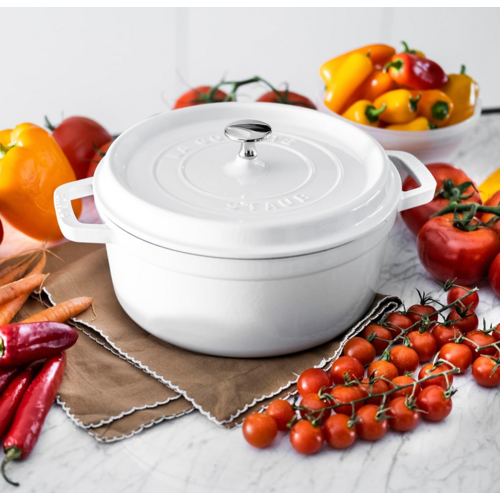 Staub Dutch Oven Round 4 QT White Staub Staub Dutch Oven Round 4 QT White Staub