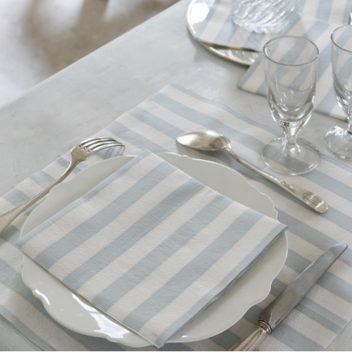 Napkin Dinner Paviot Rayure Bleu Gris