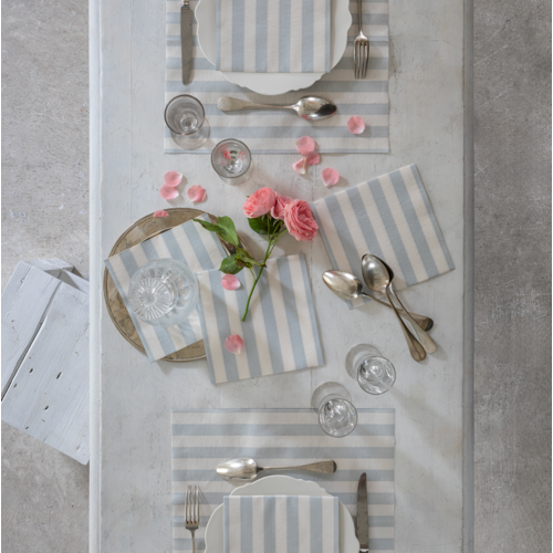 Napkin Dinner Paviot Rayure Bleu Gris