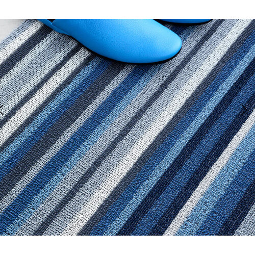 Chilewich Utility Mat Horizon Stripe Shag Deep Sea