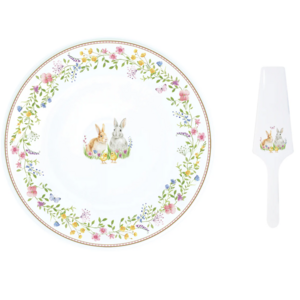 Studio 1811 Cake Plate with Server Happy Easter