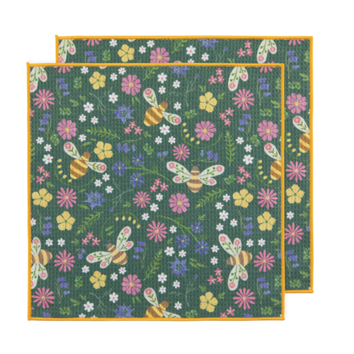 Now Designs Microfibre Dish Cloth Bee Garden Set of 2