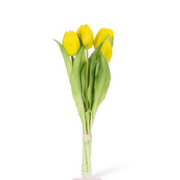 Lifelike 5 Stem Tulip Bunch Yellow