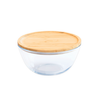 Glass Mixing Bowl with Bamboo Lid 23 cm