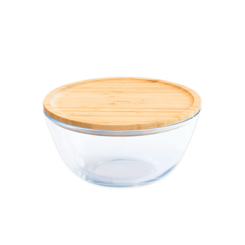 Glass Mixing Bowl with Bamboo Lid 23 cm
