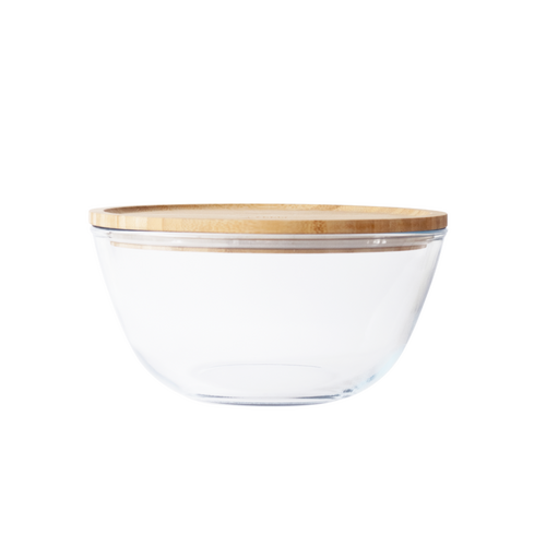 Glass Mixing Bowl with Bamboo Lid 23 cm