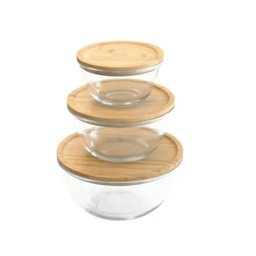 Glass Mixing Bowl with Bamboo Lid 23 cm