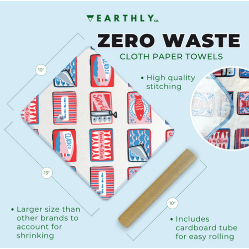 Earthly Co. Notepaper Towel 10 Pack Sardine Social