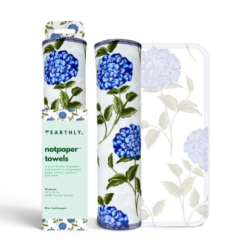 Earthly Co. Notpaper Towel 10 Pack Blue Hydrangea