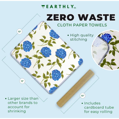Earthly Co. Notpaper Towel 10 Pack Blue Hydrangea