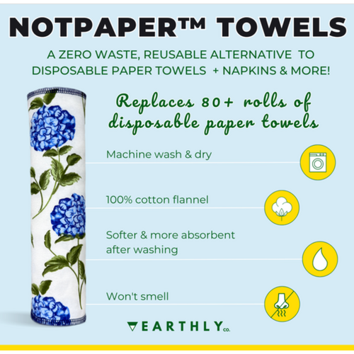 Earthly Co. Notpaper Towel 10 Pack Blue Hydrangea