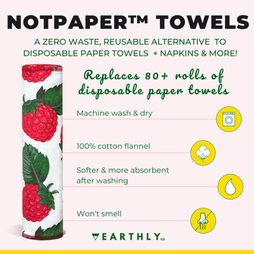 Earthly Co. Notpaper Towel 10 Pack Raspberry Lush