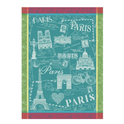 Garnier Thiebaut Garnier Thiebaut Tea Towel Carte De Paris Emeraude Garnier Thiebaut Garnier Thiebaut Tea Towel Carte De Paris Emeraude