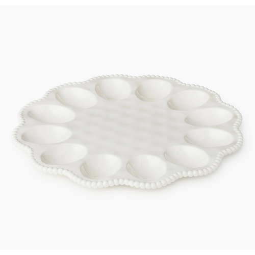 Certified International Deviled Egg Tray Perlette Cream