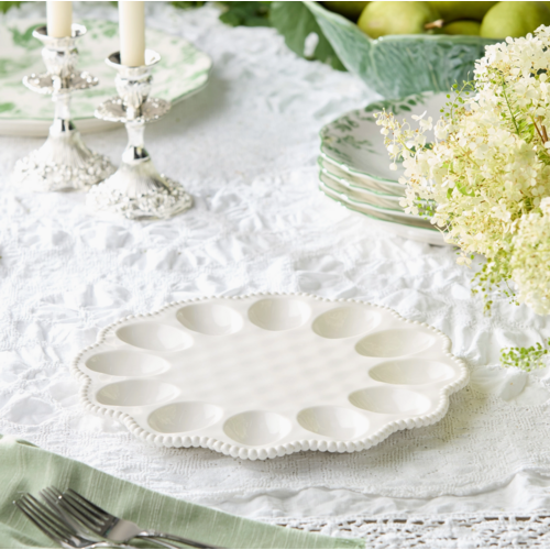 Certified International Deviled Egg Tray Perlette Cream