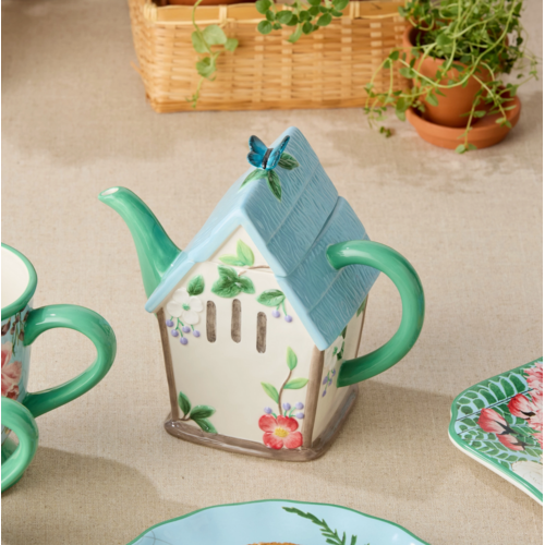 Certified International Teapot Flora Birdhouse 4 Cup