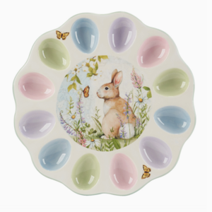 Certified International Deviled Egg Plate Easter Meadow