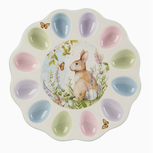Certified International Deviled Egg Plate Easter Meadow