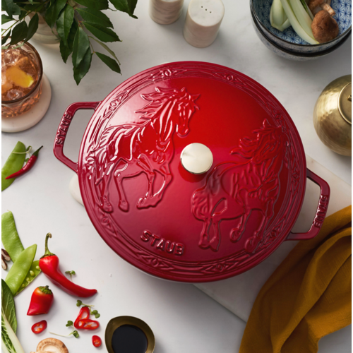 Staub French Oven Round Year of the Horse Cherry Red 5 QT Staub