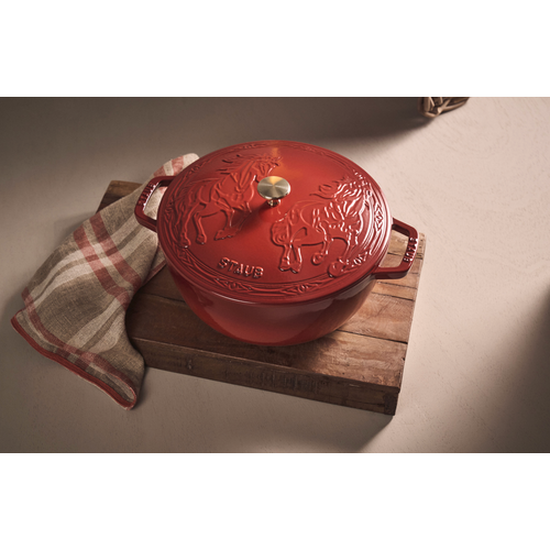 Staub French Oven Round Year of the Horse Cherry Red 5 QT Staub
