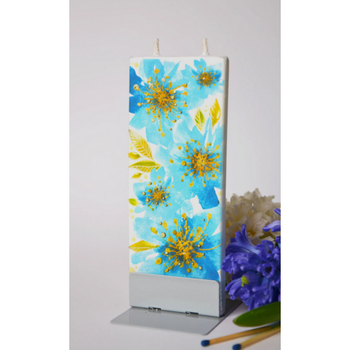Flatyz Flat Candle Blue and Gold Flowers