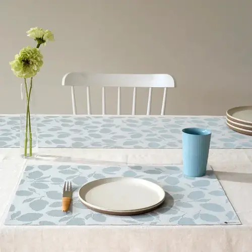 Chilewich Placemat Lemon Leaves Robin's Egg Chilewich Placemat Lemon Leaves Robin's Egg