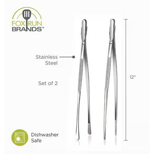 Fox Run Food Tweezers Stainless Steel Set of 2