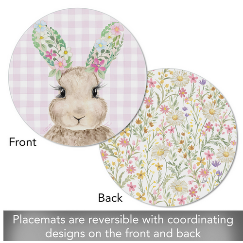 CounterArt Placemat Reversible Round Bunny Floral