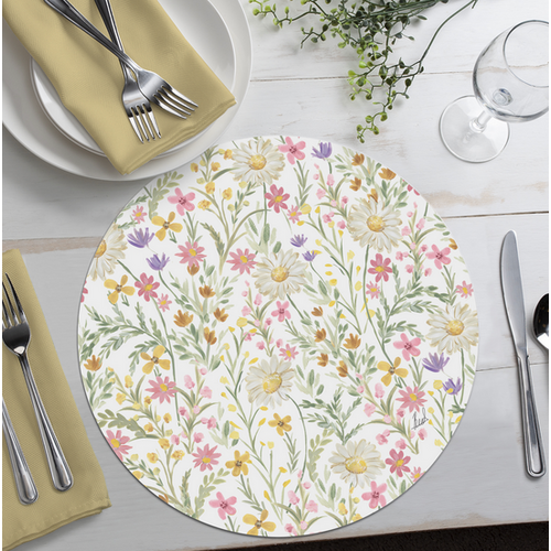 CounterArt Placemat Reversible Round Bunny Floral