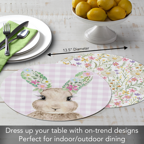 CounterArt Placemat Reversible Round Bunny Floral