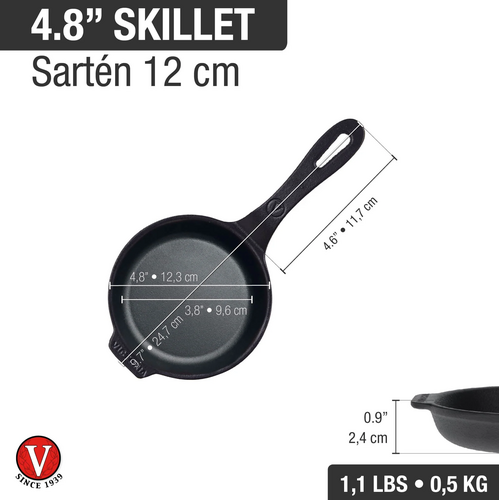 Victoria Cast Iron Mini Skillet 4.5 Inch Victoria