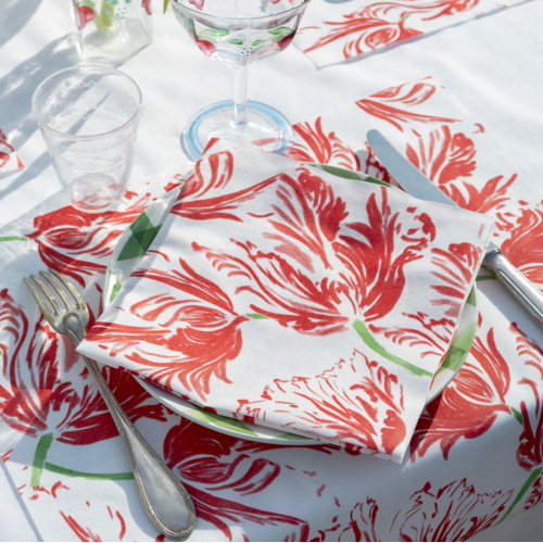 Napkin Dinner Paviot Tulipe Rouge