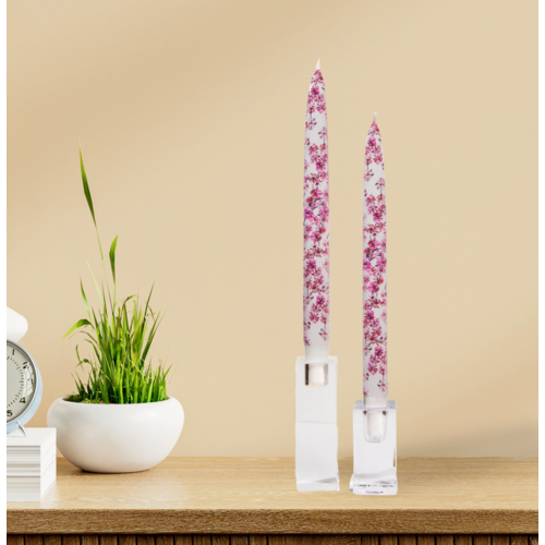 Flatyz Flat Taper Candle Pink Cherry Blossoms Set of 2