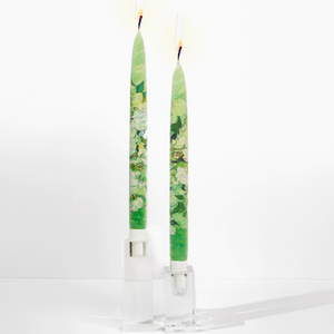 Flatyz Flat Taper Candle Van Gogh Vase with Pink Roses Set of 2