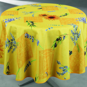 Texstyles Deco Tablecloth Oliviera Yellow 70 Inch Round