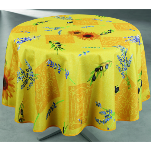 Texstyles Deco Tablecloth Oliviera Yellow 70 Inch Round