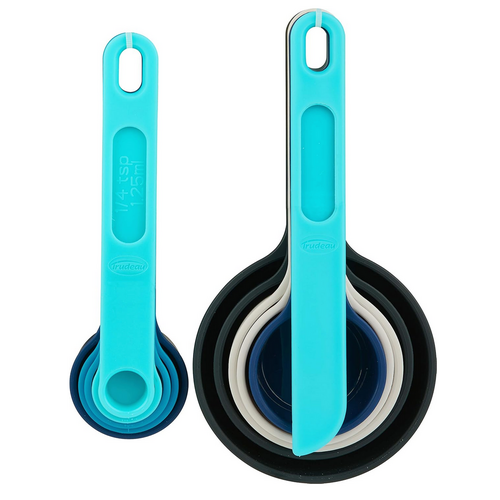TRUDEAU Measuring Cup Spoon Set Blue Trudeau