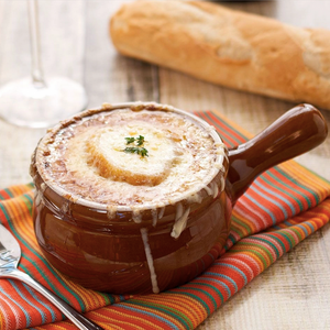 KITCHENBASICS Onion Soup Bowl With Lid Brown Stoneware 375 mL