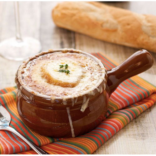 KITCHENBASICS Onion Soup Bowl With Lid Brown Stoneware 375 mL