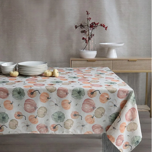 Harman Tablecloth Neutral Pumpkins 60 x 120 Inch