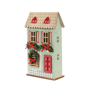 Harman House with Wreath LED Village Home Green Harman House with Wreath LED Village Home Green