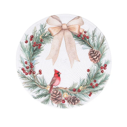 Harman Placemat Cardinal Wreath Woven Harman Placemat Cardinal Wreath Woven