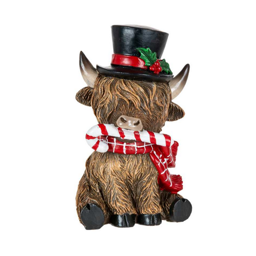 Christmas Tradition Highland Cow with a Top Hat 5 Inch Christmas Tradition Highland Cow with a Top Hat 5 Inch