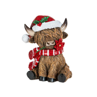 Highland Cow with a Santa Hat 5 Inch
