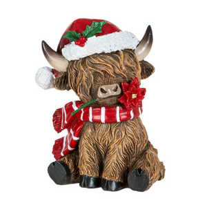 Christmas Tradition Highland Cow with a Santa Hat 5 Inch Christmas Tradition Highland Cow with a Santa Hat 5 Inch